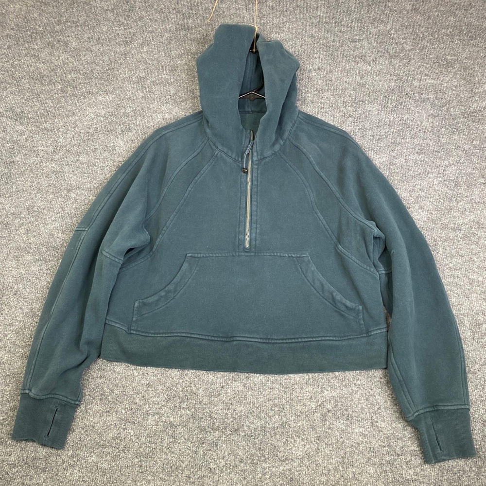 Lululemon Scuba Crop Oversize Half Zip Hoodie Teal Green M/L Pullover Sweatshirt